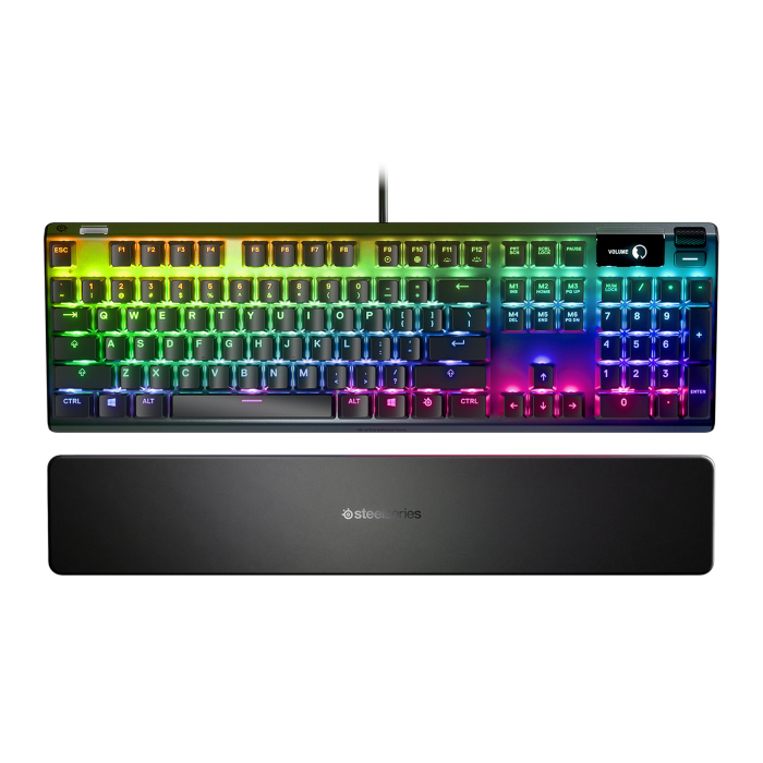 SteelSeries Apex Mechanical RGB Gaming Keyboard OLED Display USB  Passthrough Linear  Quiet (Red Switch)