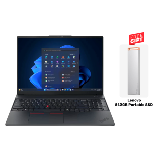 Lenovo ThinkPad E16 Gen 3 Laptop, Intel Core 7 240H Processor, 16GB RAM DDR5, 512GB SSD NVMe, Integrated Intel Graphics, 16