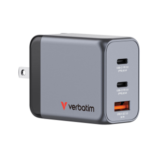 Verbatim Gan Charger 65W PPS Suport, Charge 3 Devices, Flame Resistant Material With Multi Plug Included