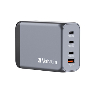 Verbatim Gan Charger 240W Support PD & QC 3.0, Charge 4 Devices, Flame Resistant Material With Multi Plug Included