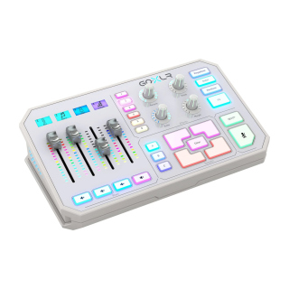 TC Helicon Go XLR Revolutionary Online BroadCaster Platform With 4-Channel Mixer, Motorized Faders, Sound Board And Vocal Effects - White