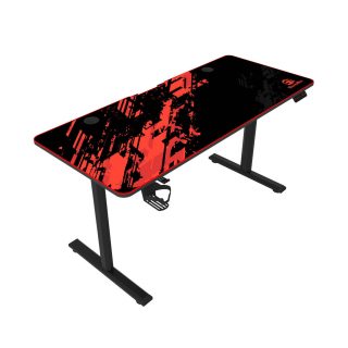 GamerTek GT-Elevate X Hydraulic Adjustable Height Gaming Desk - Red & Black
