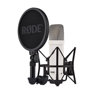 Rode NT1 Studio Condenser Microphone Wide Dynamic Range, High Sensitivity, XLR Cable Included, Shock Mount & Detachable Pop Filter - White