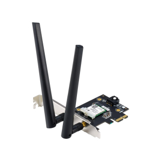 Asus PCE-AXE5400 Tri-Band WiFi 6E PCIe Adapter, 6GHz Band, Bluetooth 5.2, WPA3 Security, OFDMA, MU-MIMO, 2 External Antennas