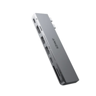 Anker 547 USB-C Hub (7-in-2, for MacBook) Compatible with Thunderbolt 3 USB C Port, 100W Power Delivery, 4K HDMI, USB C and 2 USB A Data Ports, SD and microSD Card Reader