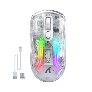 Attack Shark X2 Wired +2.4Ghz/BT RGB Semi-Transparent Mouse-White