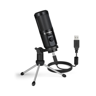 Maono Portable USB Microphone PM461 Series lite Tripod Bundle Plug-And-Play, 14mm Large Mic Capsule - Black