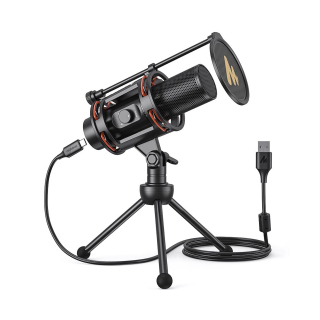 Maono PM471 Series USB Microphone Starter Bundle Adjustable Mic Input Level, Pop Filter, USB-C Output With Desktop Tripod