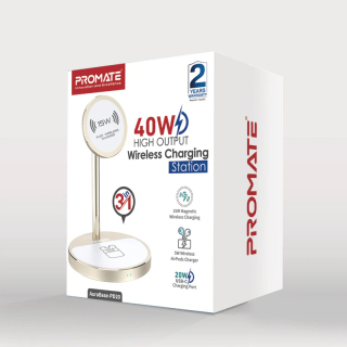 Promate 40W High Output Wireless Charging Station Gold