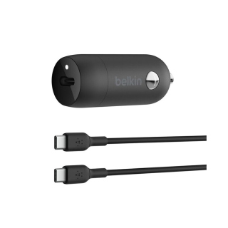 Belkin Boost Charge USB-C Car Charger With PPS 30W + USB-C to USB-C Cable - Black