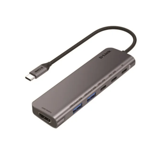 D-Link DUB-C106 USB-C Hub 6 in 1 Docking Station Dual HDMI 4K@60Hz -Gray