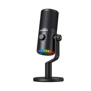 Maono DM30 RGB Programmable USB Condenser Microphone Digital 3-In-1 Knob Boom Arm And mic Stand Threaing Adjustable Knob - Black