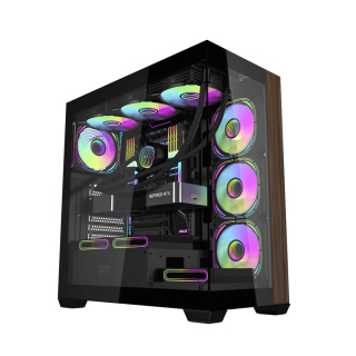 Aigo DarkFlash DS900W Gaming PC Case with 7 ARGB Fans Pre Installed, Tempered Glass Panels - Black
