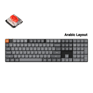 كي كرون لوحة مفاتيح كي ٥ ماكس الميكانيكية اللاسلكية، نحيفة للغاية، بحجم كامل (١٠٠٪)، تدعم نظامي كيو إم كيه و فيا، اتصال لاسلكي ٢.٤ جيجاهرتز وبلوتوث، بمفاتيح حمراء، (تخطيط لغة عربية) - أسود