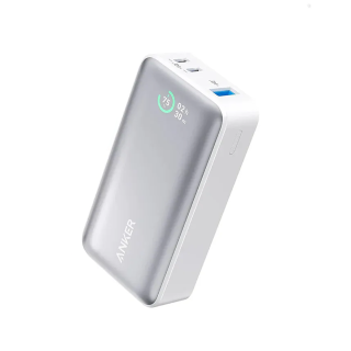 Anker Pocket-Friendly Size, Ultra-Fast Charging Power Bank 10,000 mAh 30W Fast Charging Smart Display, 2 USB-C & 1 USB-A -White