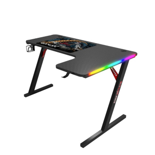 Gamax P201-LB L Shaped Right Sides RGB Carbon Fiber Gaming Desk 140*100*74 cm with MousePad - Black