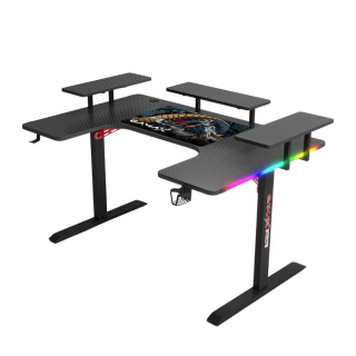 Gamax P203 RGB Carbon Fiber Gaming Workstation Desk With Multi Level Shelves & MousePad 160*100*74 cm - Black