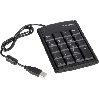 Targus Numeric Keypad With 2 USB Port 19mm Keys, 3-Foot Cord, USB 2.0 - Black