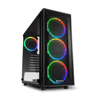 Sharkoon TG4M ATX Mid Tower Tempered Glass Side Panel Case With 4 RGB Fans - Black