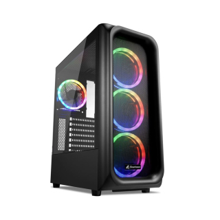 Sharkoon TK5M Mid Tower Tempered Glass Side Panel Case With 4 RGB Fan - Black