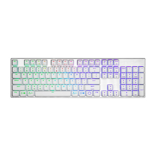 Cooler Master SK653 Full Sized Wireless/Bluetooth RGB Mechanical Keyboard With Low Profile Linear Red Switch - Silver /White