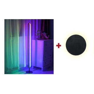 Gadgeton LED Curved Corner DUO RGB Floor Light Lamp with Remote & App Control + Modern Round RGB LED Wall Light Lamp with Remote Control