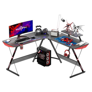 Gameon Slayer I Series L-Shaped Gaming Desk With Headphone Hook & Cup Holder 
