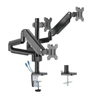 Twisted Minds Triple Monitor Arm with Dual 3.0 USB Port (17&quot;-27&quot; Flat &amp; Curved Monitors)