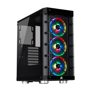 Corsair iCUE 465X RGB Mid-Tower Tempered Glass Side & Front Panel Smart Case with 3 RGB Fans - Black