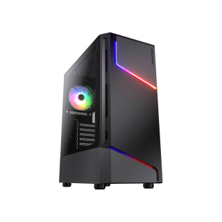 Cougar MX360 Mid Tower Tempered Glass Side Panel Case with 1 RGB Fans - Black