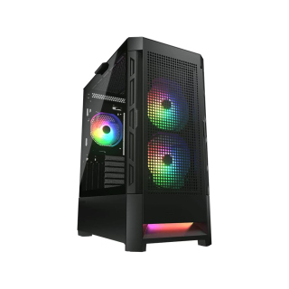 Cougar Air Face Mid Tower Tempered Glass Side Panel Case with 3 RGB Fans - Black