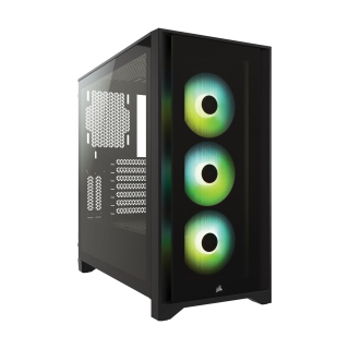 Corsair iCUE 4000X Mid-Tower Side Tempered Glass Panel Case with 3 RGB Fans - Black
