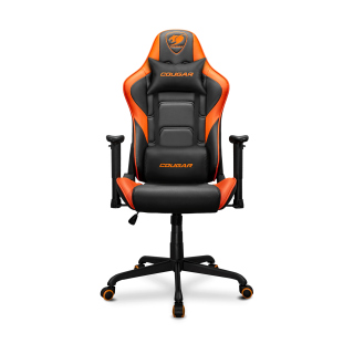 Cougar Armor Elite Premium PVC Leather, 2D Armrest Gaming Chair with Headrest & Lumbar Pillow - Black/Orange