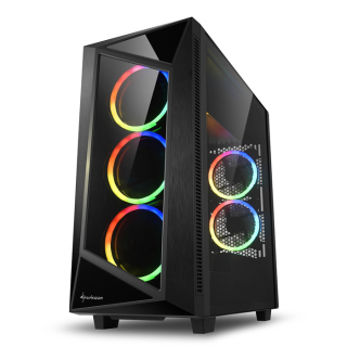 Sharkoon REV200 Tempered Glass Side Panel 5X ARGB Fans (3 Front & 2 Rear) ATX Mid Tower Case Black