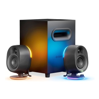 SteelSeries Arena 7 Illuminated 2.1 Gaming Speakers  Powerful Bass Subwoofer Bluetooth PC PlayStation Mobile & Mac