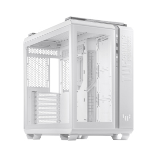 Asus TUF Gaming GT502 Mid Tower Steel Plastic TG Front Side &amp; Left Side Tempered Glass Panel Case - White