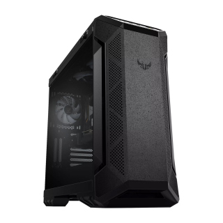 Asus TUF Gaming GT501VC Mid Tower Tempered Glass Side Panel Case with Metal Front Panel &amp; Custom TUF Gaming Spatter Pattern - Black