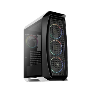 AeroCool Aero One Eclipse Mid-Tower Mesh Front Panel Side Tempered Glass Panel Case with 4 ARGB Fans  - Black