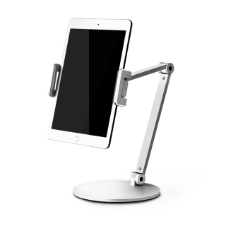 Upergo AP-7L Long Arm Phone And Tablet Stand/Holder Aluminum Alloy Height Adjustable For Up to 17" iPad And Tablet - White