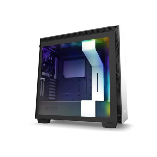 NZXT H710i Premium Mid Tower Tempered Glass Case with Lighting & Fan Control - Matte White