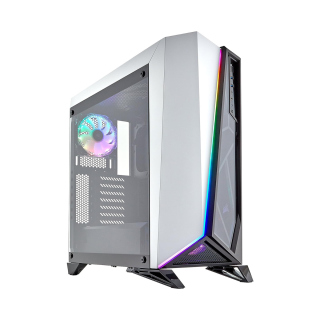 Corsair Carbide Series SPEC-OMEGA RGB Mid-Tower Steel Plastic Side Tempered Glass Panel Case With 2 RGB Fans - White