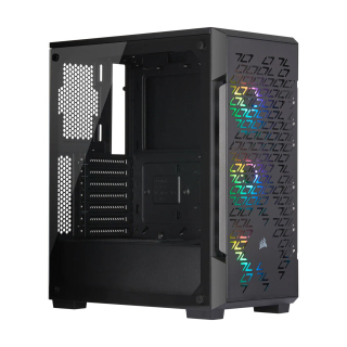 Corsair iCUE 220T RGB Mid-Tower Steel Plastic Side Tempered Glass Panel Case With 3 RGB Fans - Black