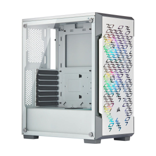 Corsair iCUE 220T RGB Mid-Tower Steel Plastic Side Tempered Glass Panel Case With 3 RGB Fans - White