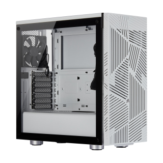 Corsair 275R Airflow Mid-Tower Slatted Front Panel Tempered Glass Side Panel Case with 2+1 Fan - White