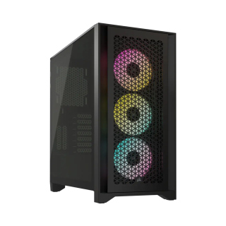 Corsair 4000D Airflow Mid Tower Steel Plastic Side Tempered Glass Panel Case with 3 RGB Fan - Black