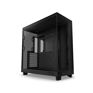 NZXT H6 Flow Compact Dual-Chamber ATX Mid Tower Two Panel Front & Left Side Tempered Glass Case with 3 Fans - Black