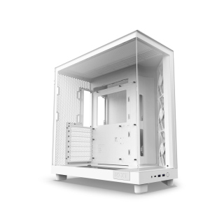 NZXT H6 Flow Compact Dual-Chamber ATX Mid Tower Two Panel Front & Left Side Tempered Glass Case with 3 Fans - White