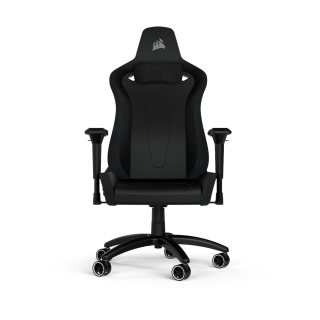 Corsair TC200 Leatherette Soft Fabric Exterior Comfortable &amp; Durable 4D Armrests Steep Recline Height Range Gaming Chair - Black