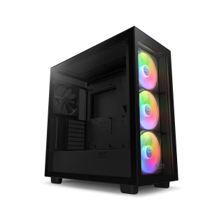 NZXT H7 Elite Premium ATX Mid Tower Two Panel Front & Left Side Tempered Glass Case With 4 RGB Fans - Black