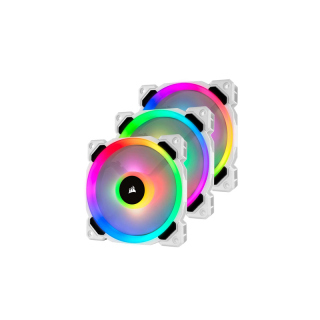 Corsair iCUE LL120 RGB Triple Fan Kit with Dual RGB Light Loops + Lighting Hub + Lighting Node Pro & 2 Mounting Strips - White